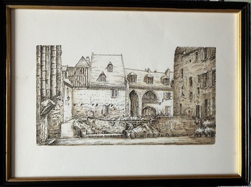 Jardin de la Collégiale St Pierre le Puellier (côté nord) - Claude BESNARD art antiquites estampes gravures jardin de la collegiale st pierre le puellier cote nord claude besnard