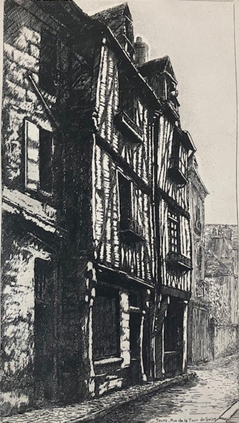 art antiquites estampes gravures gravure eau forte tours rue de la tour de guise gilbert riche 1942