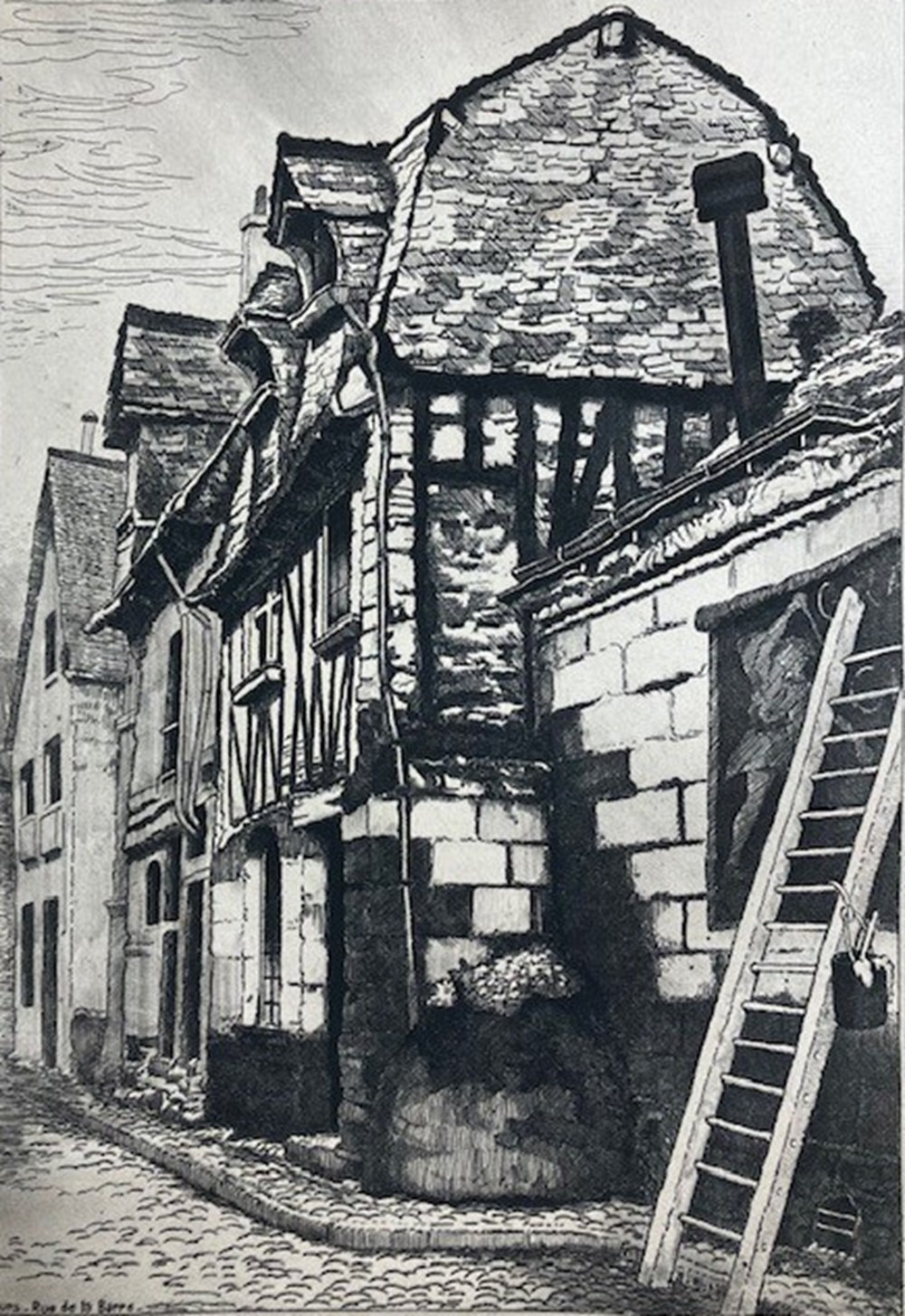 art antiquites estampes gravures gravure eau forte tours rue de la barre gilbert riche 1942