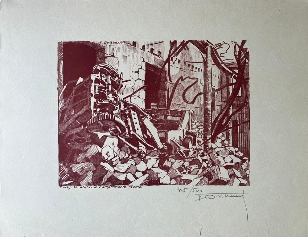 art antiquites estampes gravures gravure sur bois tours atelier imprimerie mame ferdinand dubreuil 1940