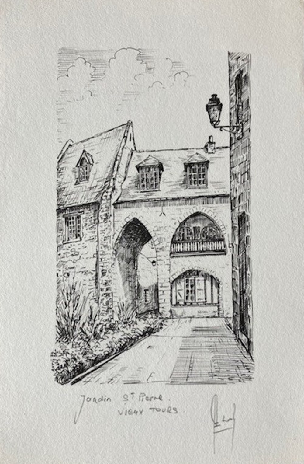 Jardin de Saint Pierre le Puellier - Claude BESNARD art antiquites estampes gravures jardin de saint pierre le puellier claude besnard