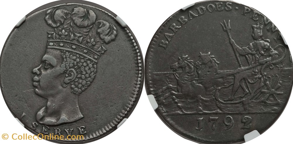 Barbados 1792 Penny coins world barbados 1792 penny