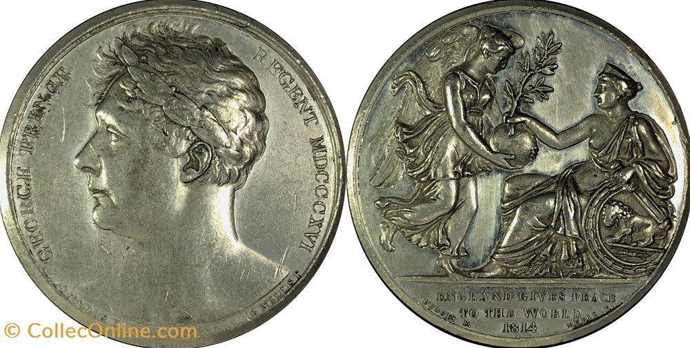 medals united kingdom 1814 bhm 776 england gives peace to the world