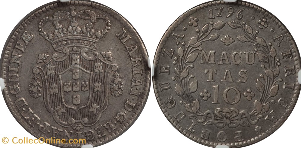 1796 10 Macuta coins colonial portuguese colonies 1796 10 macuta