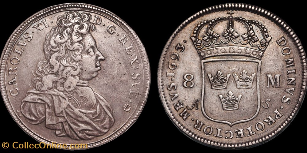 Sweden 1693 8 Mark coins european medieval to konigreich schweden sweden 1693 8 mark