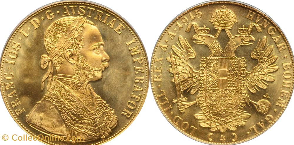 Austria 1915 4 Ducats coins world austria 1915 4 ducats