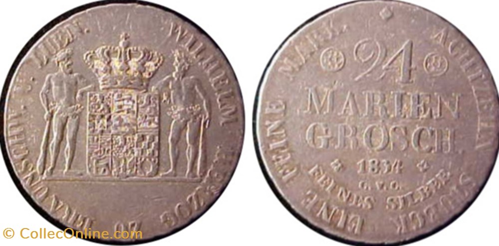 1834 Brunswick-Wolfenbüttel 2/3 Thaler coins world germany 1834 brunswick wolfenbuttel 2 3 thaler