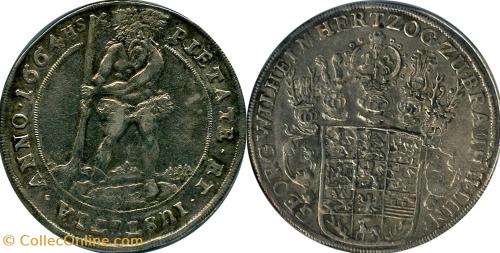 1664 Brunswick-Wolfenbuttel Thaler coins world germany 1664 brunswick wolfenbuttel thaler