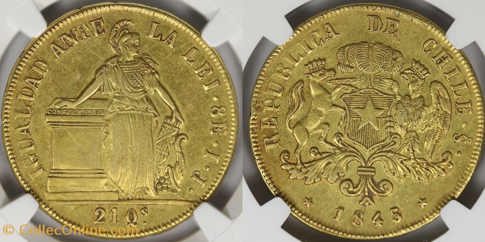 Chile 1845 So 8 Escudos coins world chile 1845 so 8 escudos