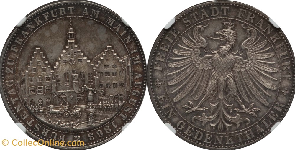 coins world germany 1863 frankfurt thaler
