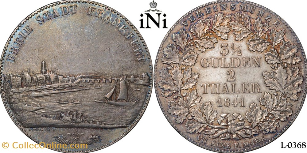 coins world germany 1841 frankfurt 2 thaler