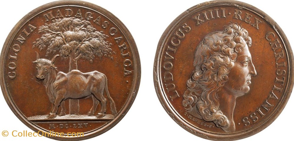 medals madagascar 1665 zebu medal