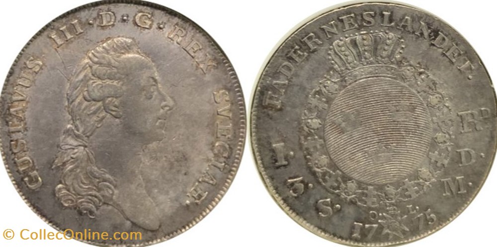 Sweden 1775 Riksdaler coins european medieval to konigreich schweden sweden 1775 riksdaler