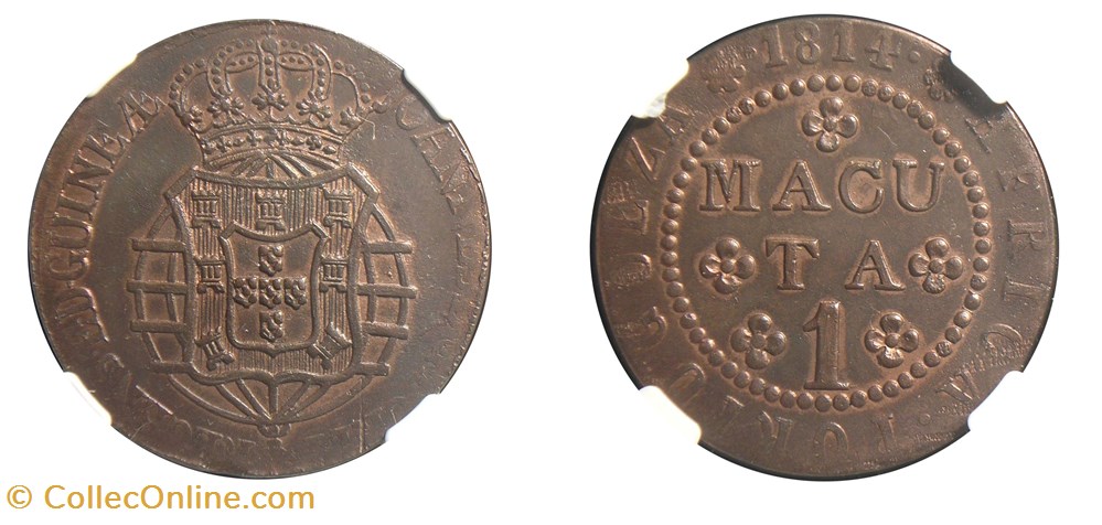 coins colonial portuguese colonies 1814 macuta cleaned