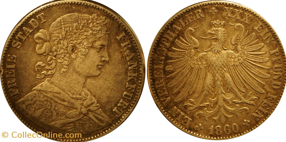 coins world germany 1860 frankfurt thaler