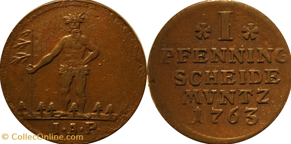 1763 BRUNSWICK-LÜNEBURG-CALENBERG-HANNOVER Pfennig coins world germany 1763 brunswick luneburg calenberg hannover pfennig