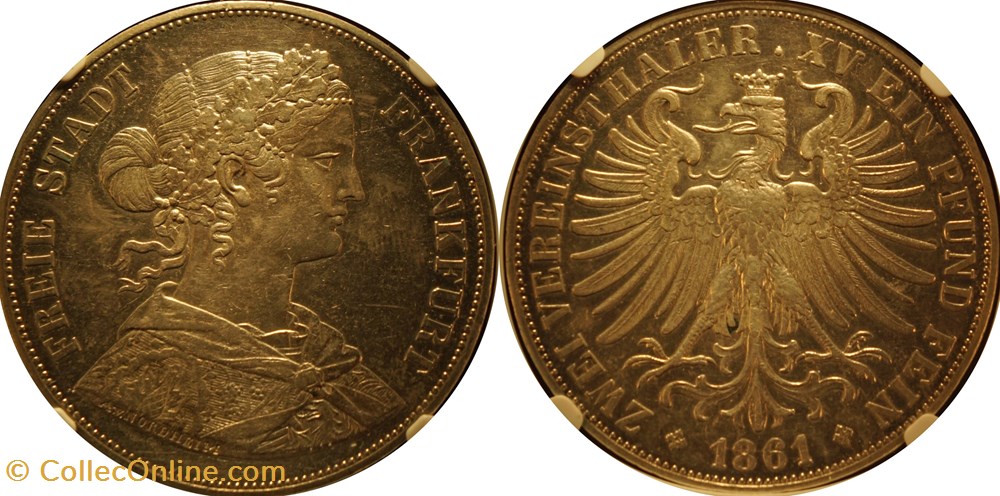 1861 Frankfurt 2 Thaler coins world germany 1861 frankfurt 2 thaler