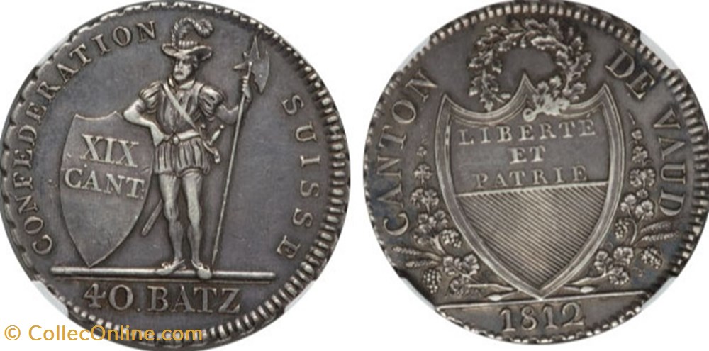 coins world switzerland vaud 1812 40 batzen