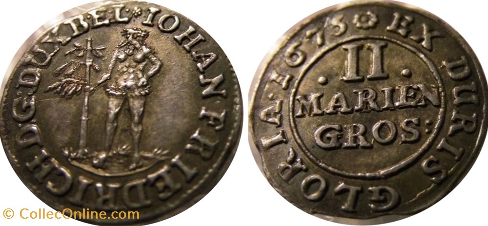 1673 Brunswick-Wolfenbuttel 2 Mariengroschen coins world germany 1673 brunswick wolfenbuttel 2 mariengroschen