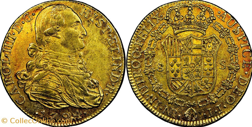 Colombia 1794 NR-JJ 8 Escudos coins world colombia 1794 nr jj 8 escudos