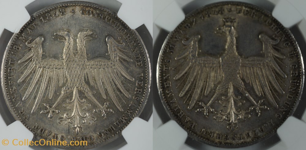 coins world germany 1848 frankfurt 2 gulden