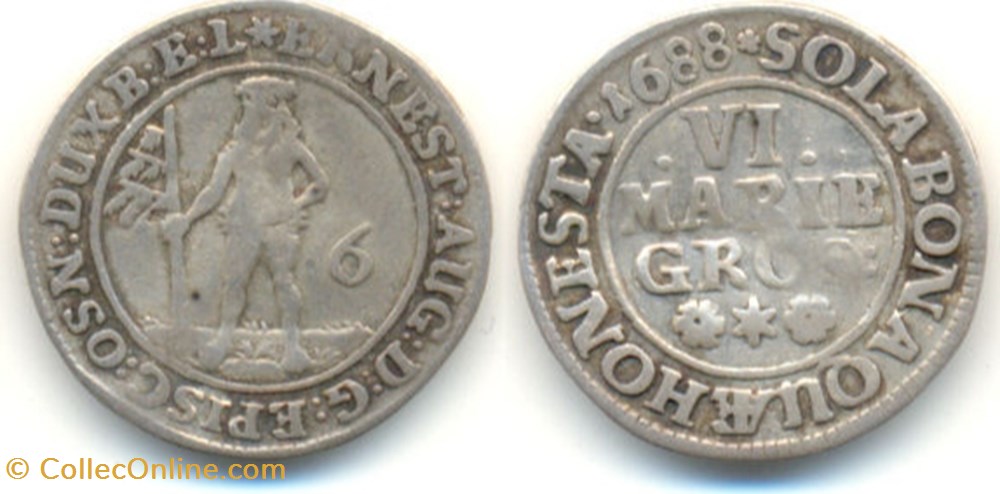 1688 Brunswick-Wolfenbuttel 6 Mariengroschen coins world germany 1688 brunswick wolfenbuttel 6 mariengroschen