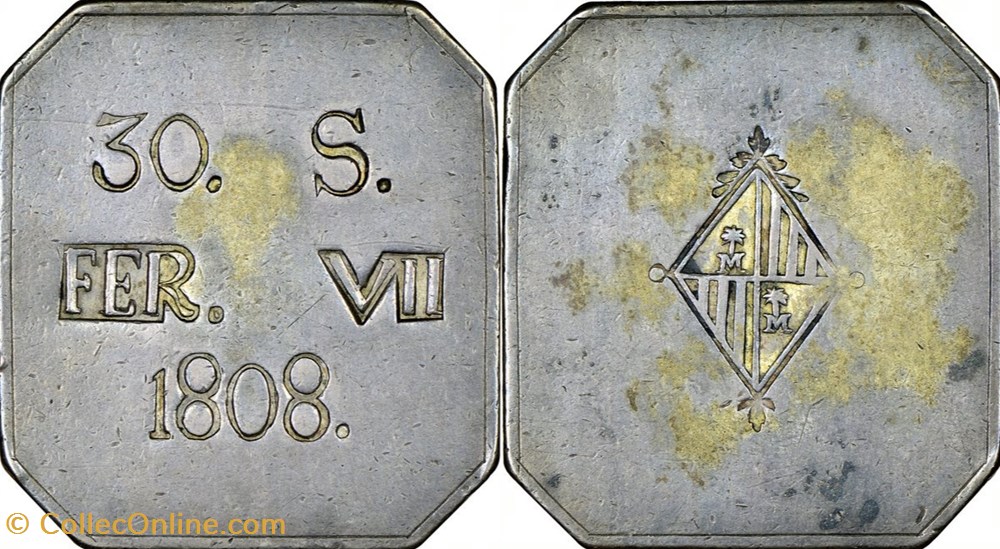 Spain, Majorca 1808 30 Sueldos coins world spain majorca 1808 30 sueldos