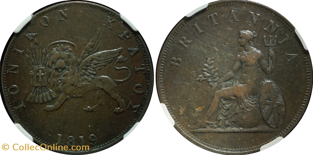 Crete & Ionian Islands 1819 2 Obili coins world greece crete ionian islands 1819 2 obili
