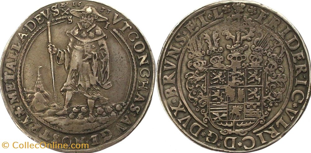 1633 Brunswick-Wolfenbüttel Thaler DAV-6310 coins world germany 1633 brunswick wolfenbuttel thaler dav 6310