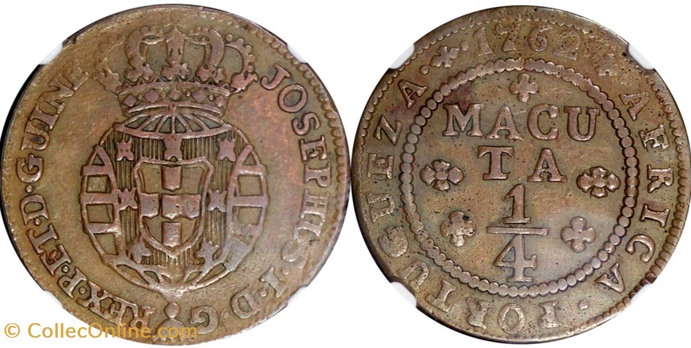 coins colonial portuguese colonies 1762 1 4 macuta