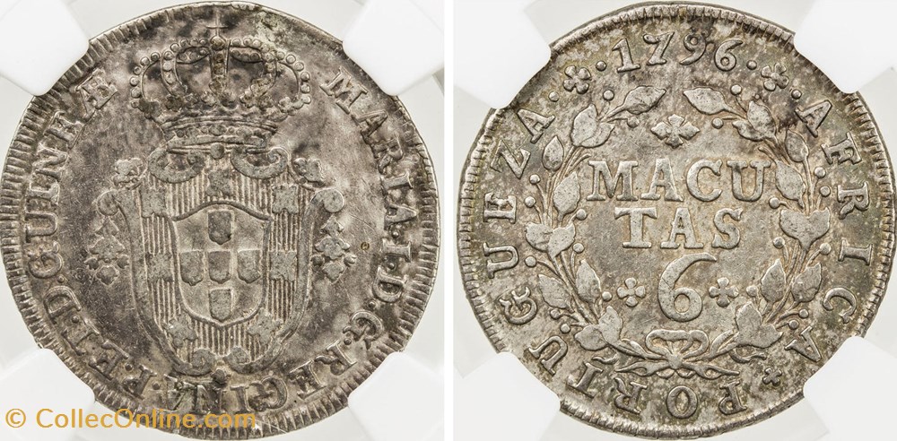 1796 6 Macuta coins colonial portuguese colonies 1796 6 macuta