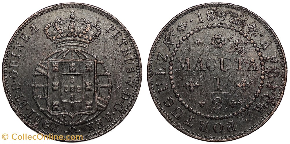 1858 1/2 Macuta coins colonial portuguese colonies 1858 1 2 macuta