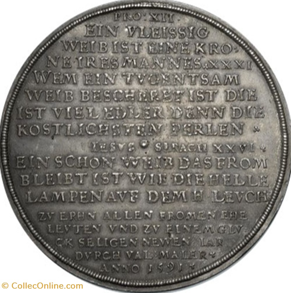 medals germany german states 1591 nuremberg on happiness in marriage medal by v maler