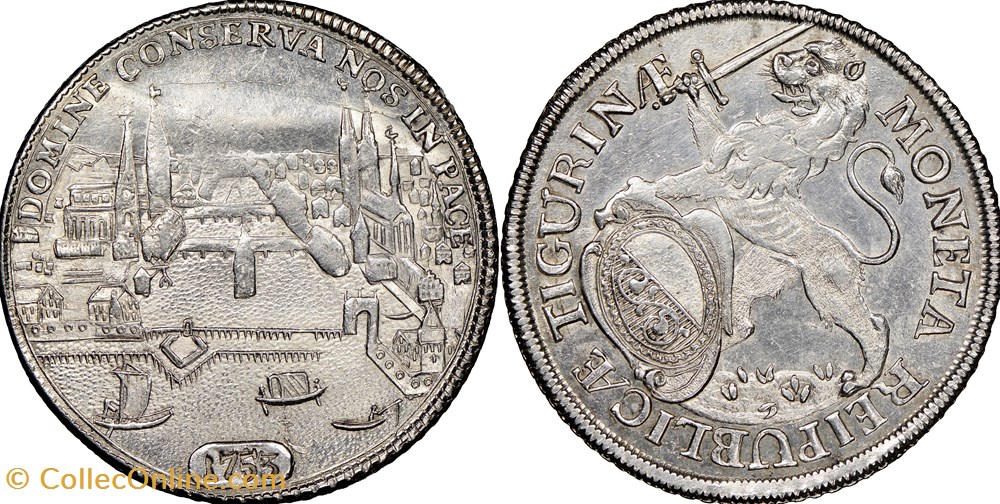Swiss Cantons Zurich 1753 Thaler coins european medieval schweiz swiss cantons zurich 1753 thaler