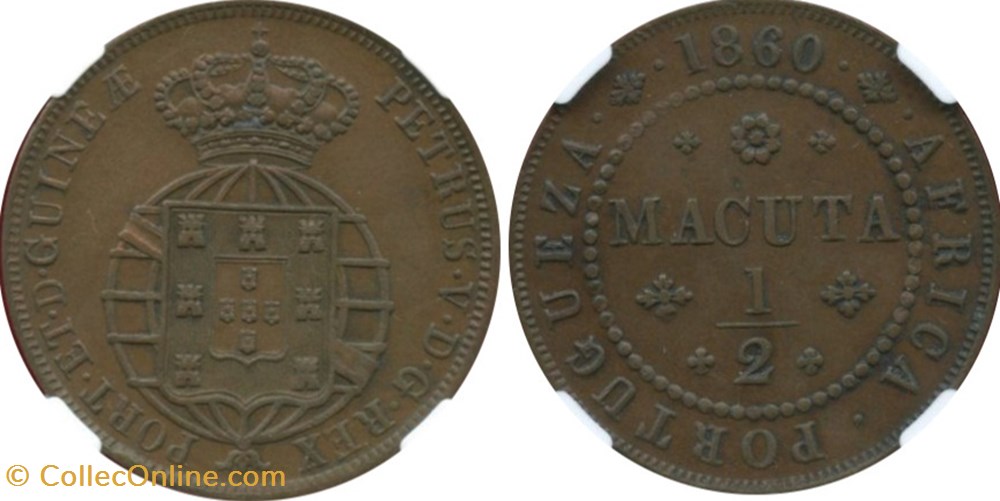 1860 1/2 Macuta coins colonial portuguese colonies 1860 1 2 macuta