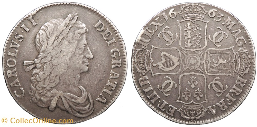 Great Britain 1663 Crown coins european medieval to kingdom of england great britain 1663 crown