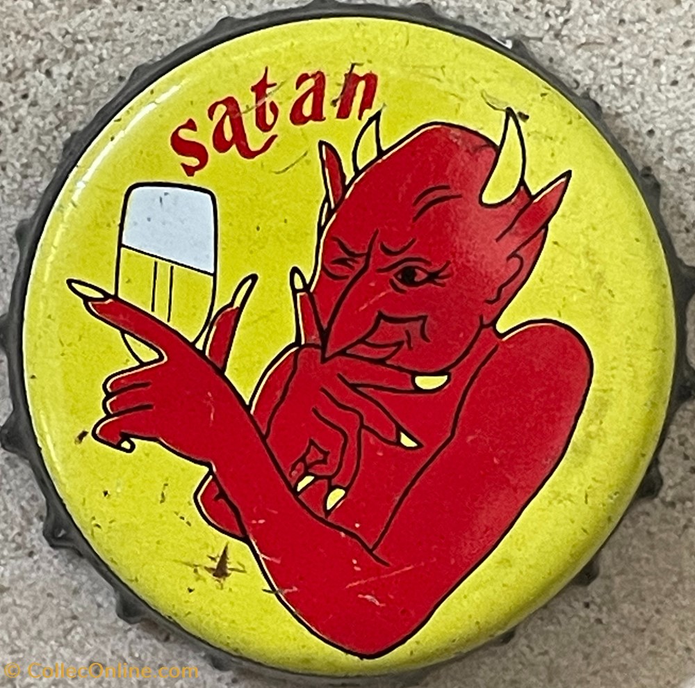 tampinhas de garrafas cerveja belgica satan