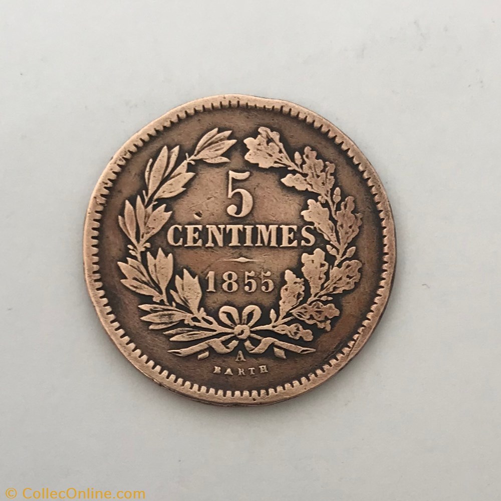 5 cemtimes - Écu couronné luxembourgeois monnaie monde 5 cemtimes ecu couronne luxembourgeois