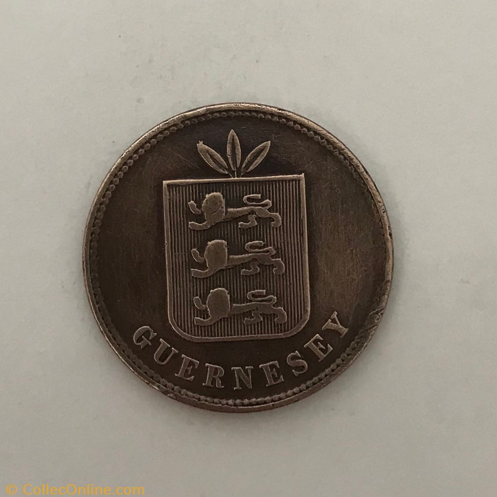 4 Doubles - Armes du bailliage de Guernesey monnaie monde ile 4 doubles armes du bailliage de guernesey