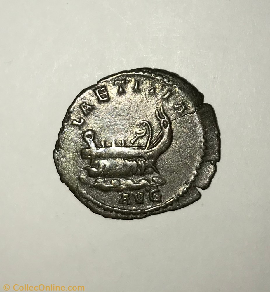 Postume - Galère à gauche avec trois rameurs monnaie antique jc ap romaine republicaine imperiale postume galere a gauche avec trois rameurs