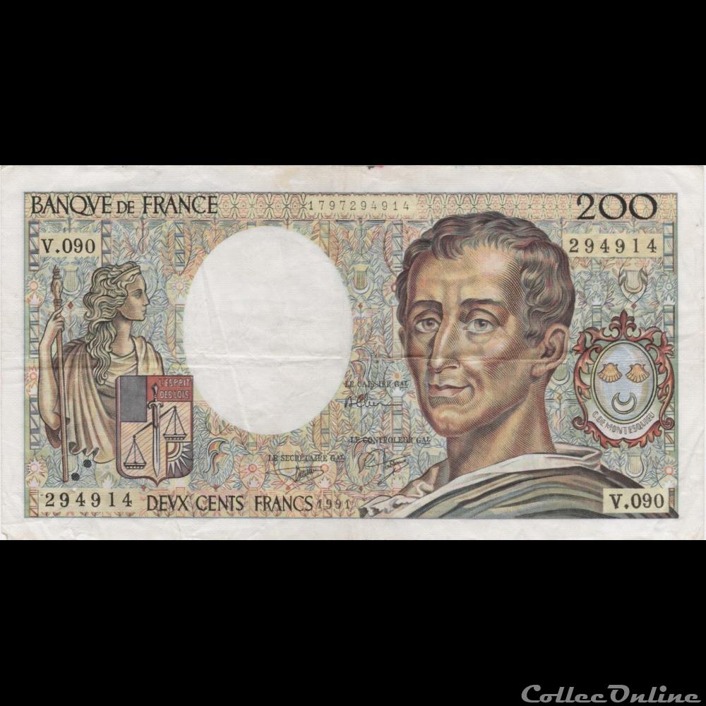 billet france banque de xxe f 70 11 1991 v 090 n 294914 tb