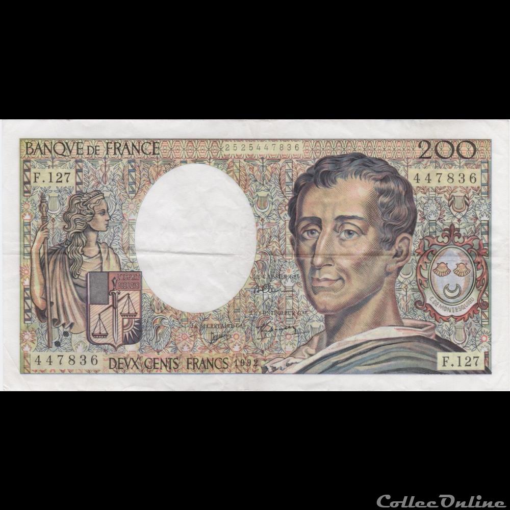 F.70.12c 1992 F.127 N°447836 (TTB) billet france banque de xxe f 70 12c 1992 f 127 n 447836 ttb