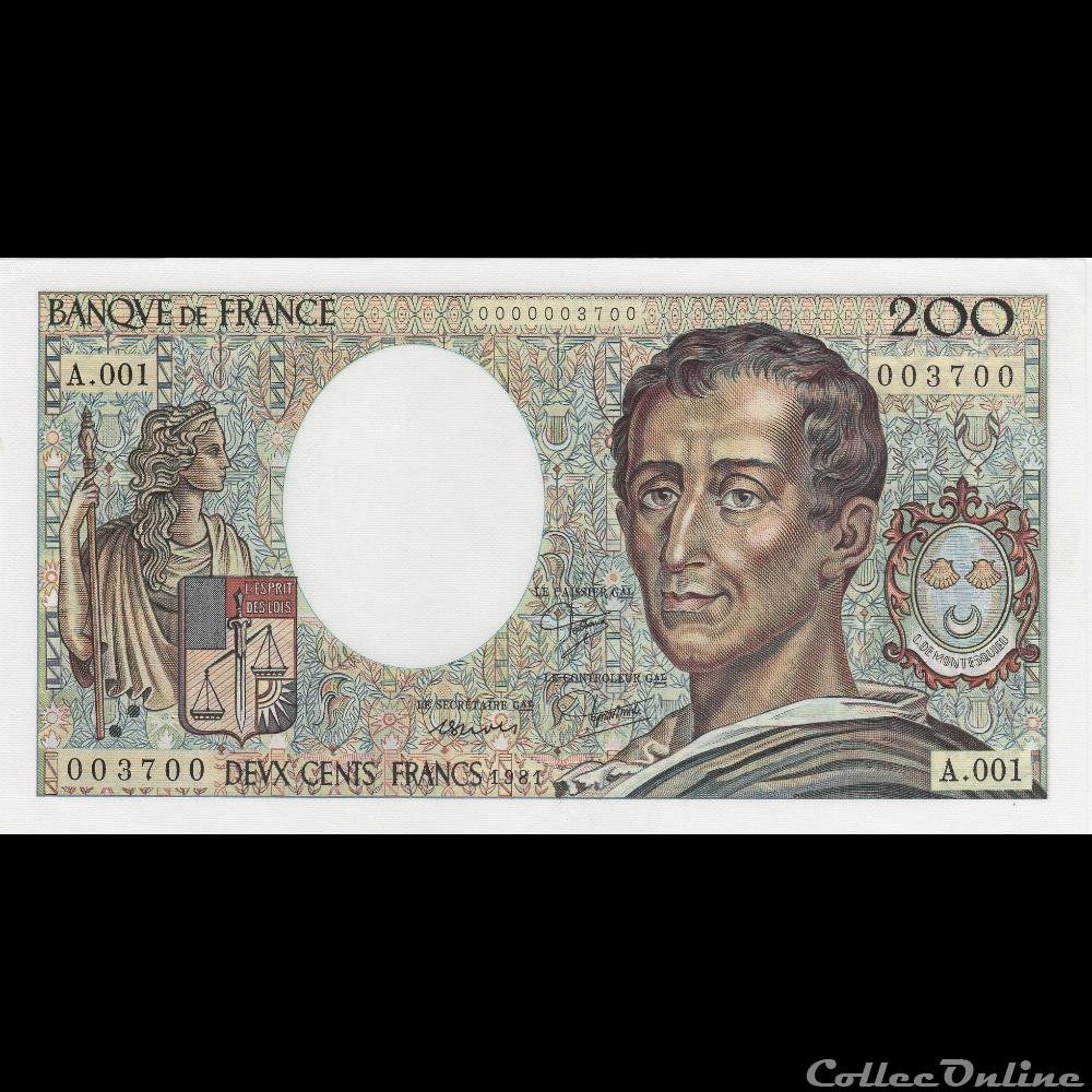 F.70.01 1981 A.001 n°003700 Petit numéro ( pr.NEUF ) billet france banque de xxe f 70 01 1981 a 001 n 003700 petit numero pr neuf