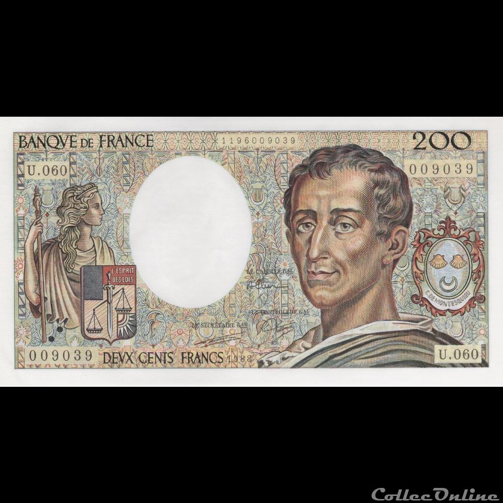 billet france banque de xxe f 70 08 1988 u 060 n 009039 pr neuf