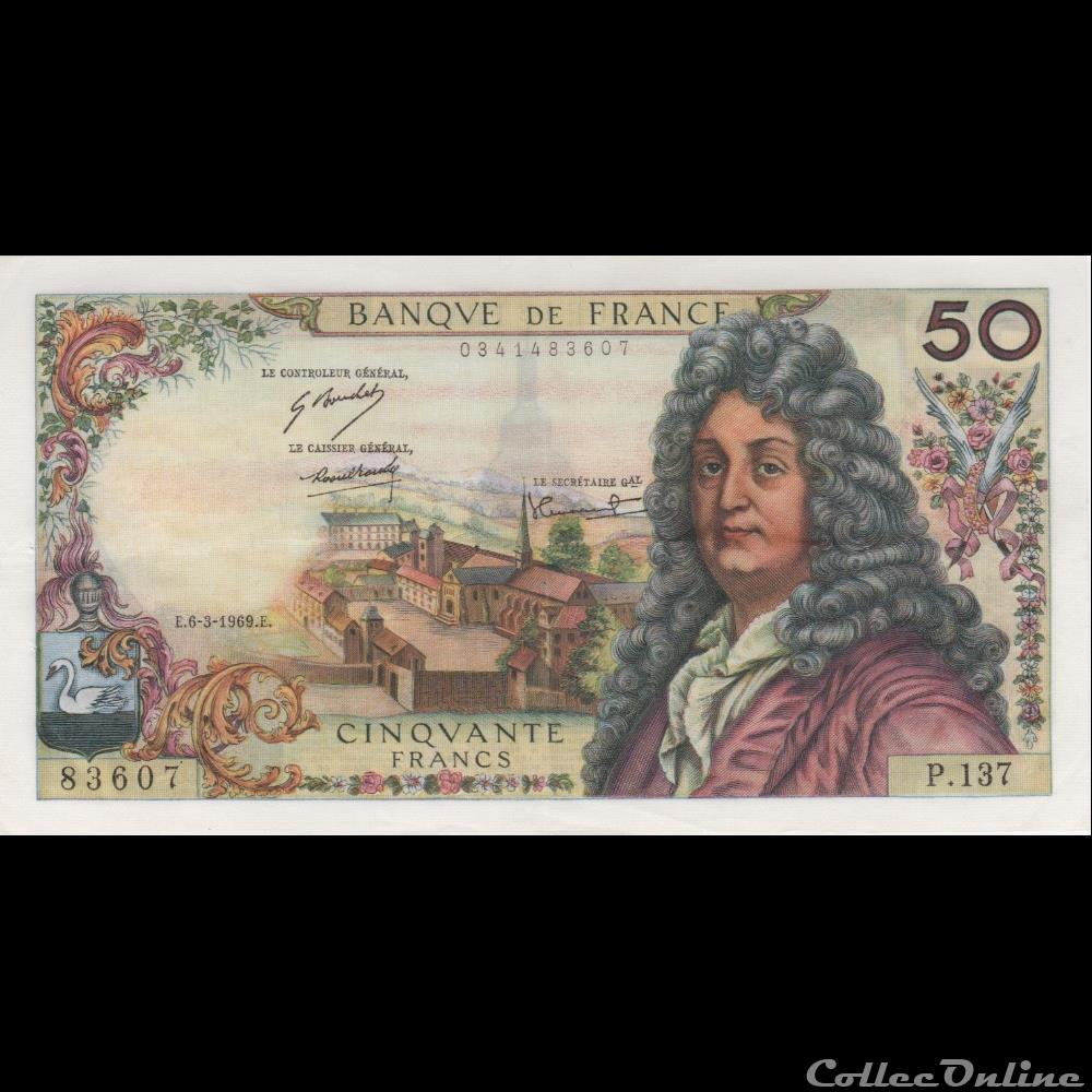 F.64.13 Alph. P.137 n°83607 (6-3-1969) billet france banque de xxe f 64 13 alph p 137 n 83607 6 3 1969