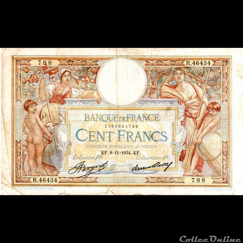 F.24.13 LUC OLIVIER MERSON ( GRANDS CARTOUCHES ) billet france banque de xxe f 24 13 luc olivier merson grands cartouches