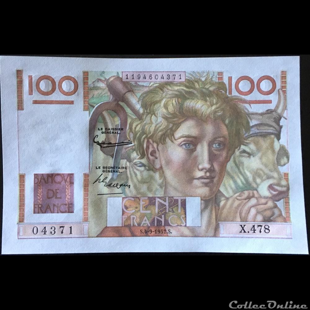 billet france banque de xxe f 28 33 alph x 478 n 04371 04 09 1952