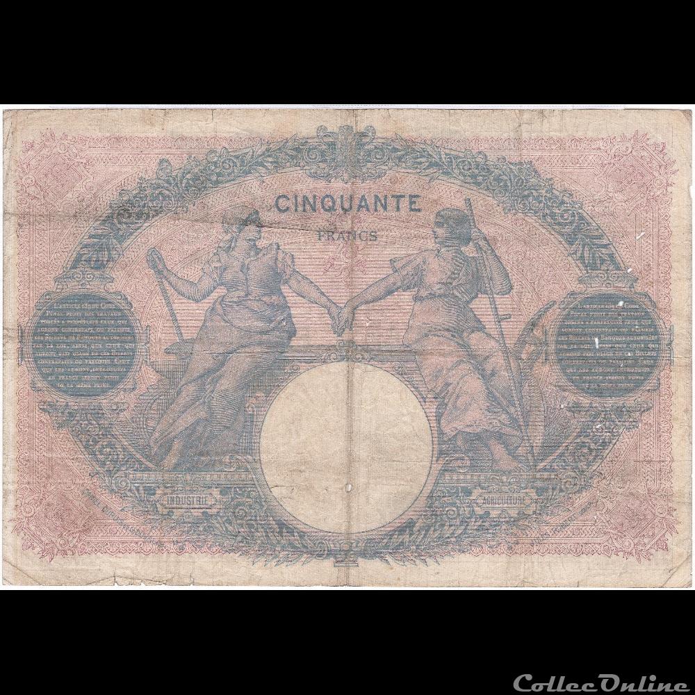 billet france banque de xxe f 14 15 50 frs bleu et rose 24 7 1903