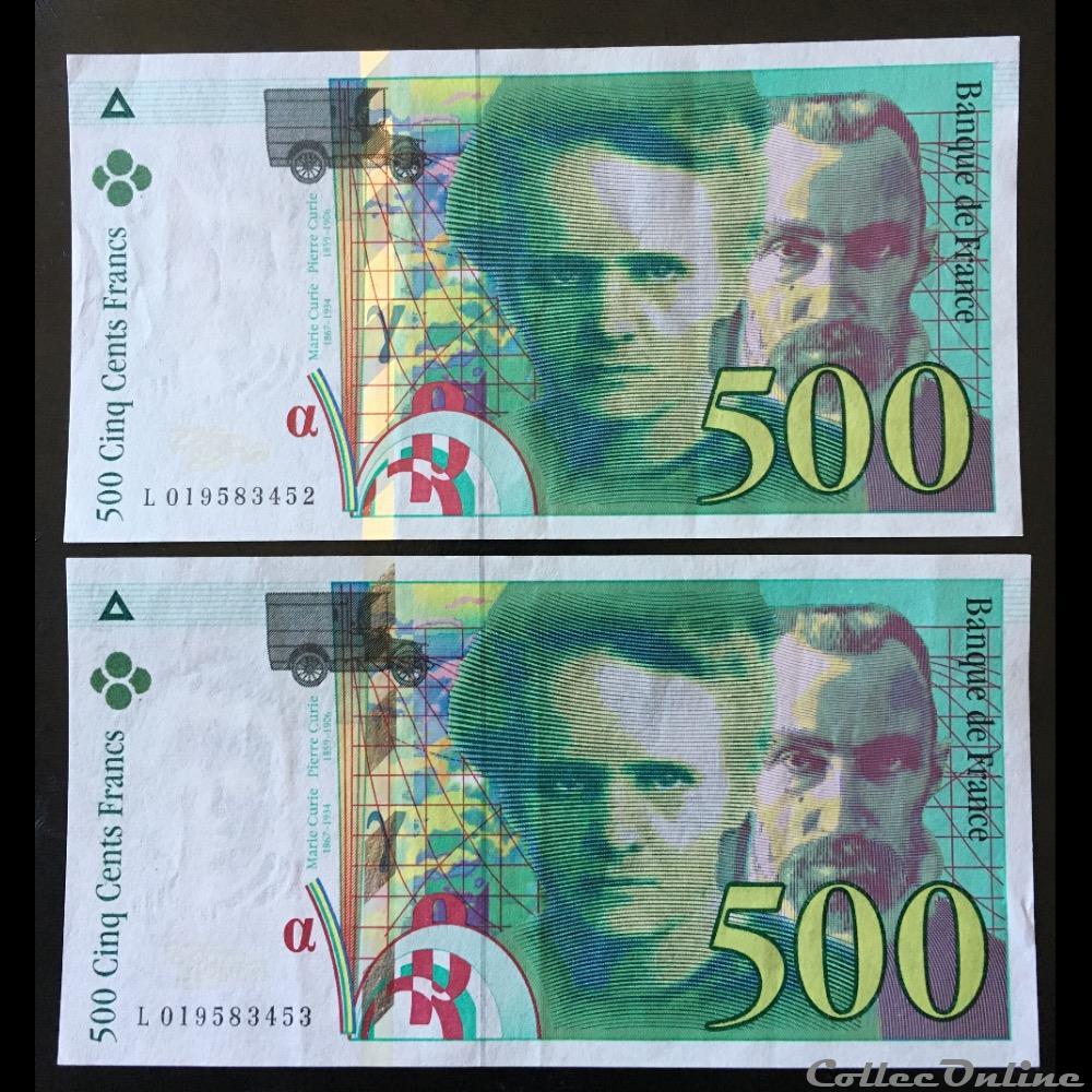 F.76.01 ( Alph. L 019583453 & 52 ) 1994 billet france banque de xxe f 76 01 alph l 019583453 52 1994