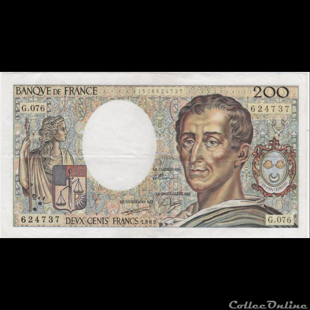 F.70.09 1989 G.076 n°624737 billet france banque de xxe f 70 09 1989 g 076 n 624737